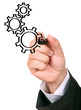Hand and cogwheels, technology background Hand and cogwheels, technology background