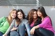 mixed race group of smiling girls