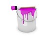 Farbeimer, Farbtopf mit Pinsel magenta / pink