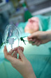 Photo: Patient being fitted with mask for operation Patient being fitted with mask for operation