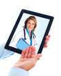 Tablet computer and doctor woman. Tablet computer and doctor woman.