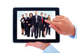 Tablet computer and group of business people. Tablet computer and group of business people.