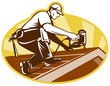 Vektor: Roofer Roofing Worker Working on Roof Roofer Roofing Worker Working on Roof