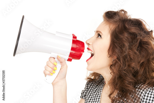 Photo: woman with megaphone woman with megaphone