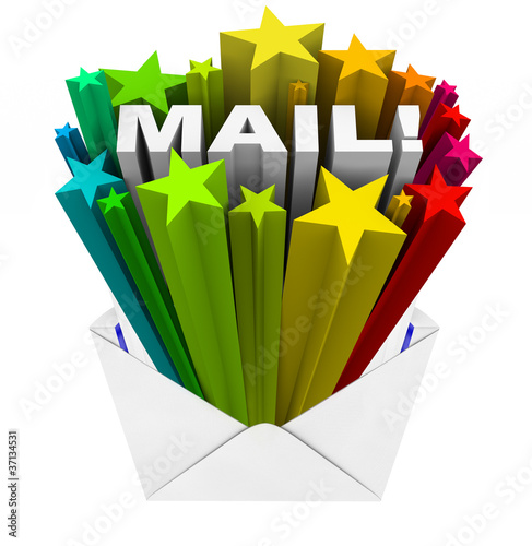 Illustration: Mail Word in Envelope Open Correspondence Message Mail Word in Envelope Open Correspondence Message