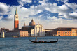 Venice, Gondola against church in Italy Venice, Gondola against church in Italy