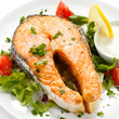 Grilled salmon and vegetables