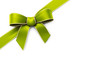 Green silk corner ribbon with golden edges
