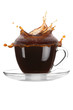 Cup of coffee with splash on white background