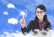 Beautiful Woman with Cloud computing concept Beautiful Woman with Cloud computing concept