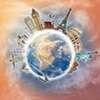 Travel the world clouds concept