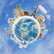 Travel the world clouds concept
