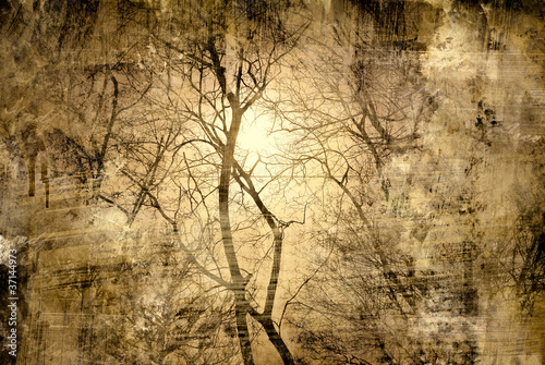 Photo: Mystical tree. abstract grunge floral background Mystical tree. abstract grunge floral background