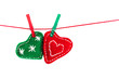 two knitted hearts