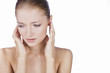 A young woman with a ear ache