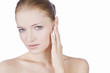 A young woman with a ear ache