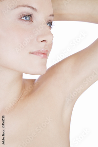 Photo: A young woman showing her armpit A young woman showing her armpit
