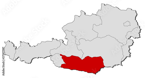Vector: Map of Austria, Carinthia highlighted Map of Austria, Carinthia highlighted