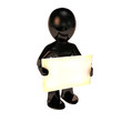 3D man holding a blank sign
