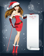 Vector: girl Santa Claus Happy Christmas and New Year girl Santa Claus Happy Christmas and New Year