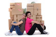 young couple moving together