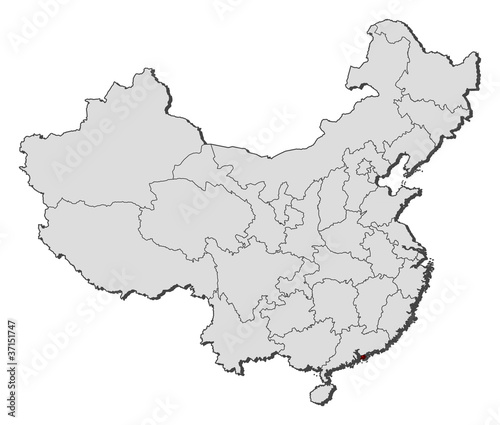 Vector: Map of China, Hong Kong highlighted Map of China, Hong Kong highlighted