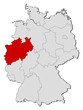 Map of Germany, North Rhine-Westphalia highlighted