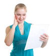 Happy schoolgirl received a diploma