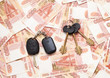 Car key and house keys on stack of money