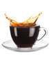 Cup of coffee with splash on white background