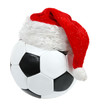 Photo: Santa Claus hat on the soccer ball Santa Claus hat on the soccer ball