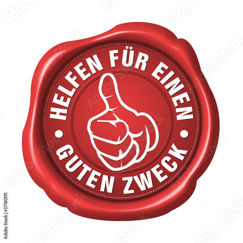 Illustration: helfen für einen guten zweck siegel button helfen für einen guten zweck siegel button