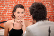 Woman having in an interesting conversation