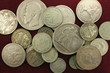 Silver antique coins close-up