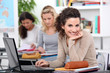 students working at school