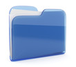 Blue glass folder. File 3D.  Icon isolated on white background