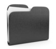 Black leather folder. File 3D.  Icon isolated on white backgroun