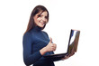Smiling pretty girl with notebook
