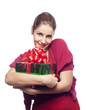 Pretty young woman with present
