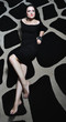 model in black dress