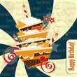 greeting card with big chocolate cake greeting card with big chocolate cake