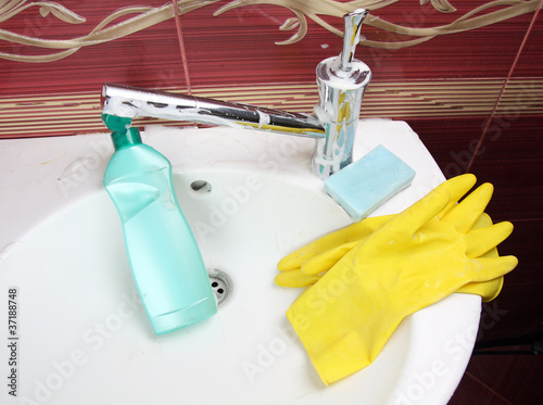 Photo: cleaning bathroom cleaning bathroom
