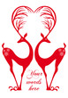 red deers with heart, vector