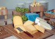Cheese selection on woodboard