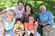 Parents Grandparents Children Family Relaxing Outside