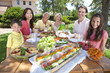 Parents Grandparents Children Family Healthy Eating Outside