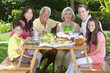 Parents Grandparents Children Family Healthy Eating Outside