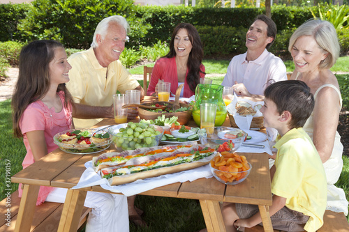 Photo: Parents Grandparents Children Family Healthy Eating Outside Parents Grandparents Children Family Healthy Eating Outside