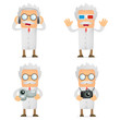 set of funny cartoon scientist