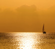 Sunset sea and yacht